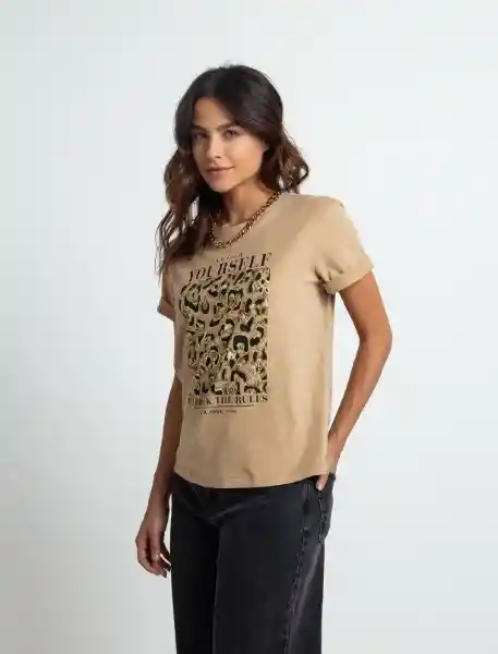 Camiseta Mujer Beige Arcilla Medio Talla M 403F051 Naf Naf