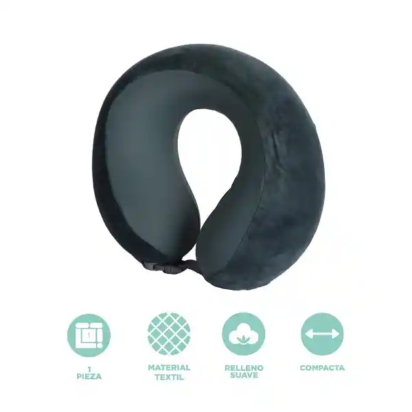 Almohada Viaje Espuma Viscoelástica Verde Negruzco Serie Miniso