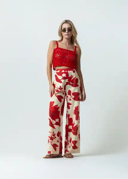 Pantalón Pompeya Mujer Rojo Oscuro Talla S 532G327 Naf Naf