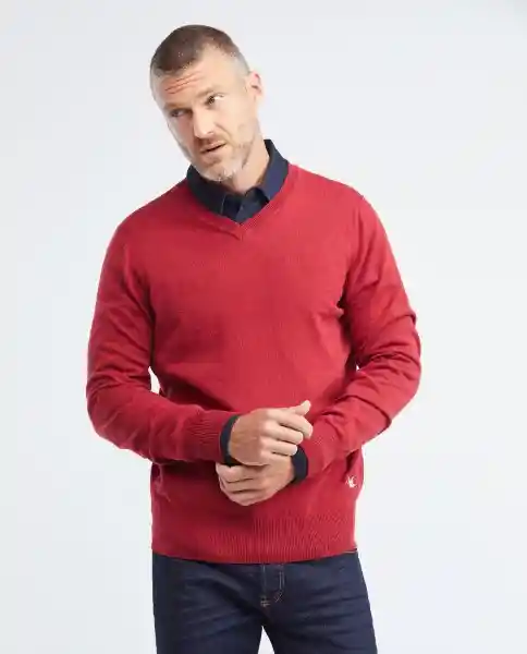 Sueter Basic Cv Rojo Marsala Ultraoscuro Talla L Hombre Chevignon