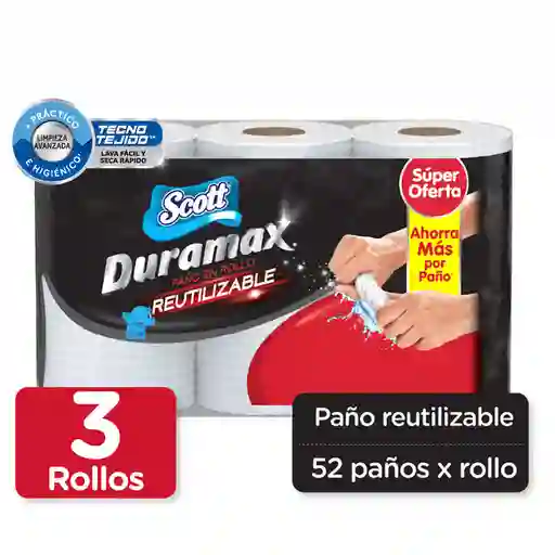 Duramax Toalla de Papel Reutilizable 3 Rollos 52 Hojas
