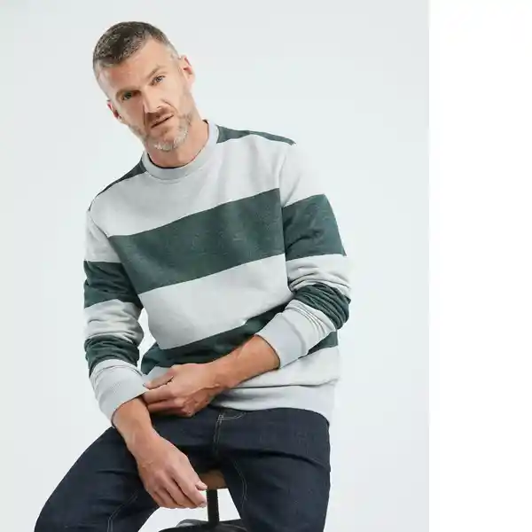 Suéter Stripes Swea Hombre Verde Gris Talla S Chevignon