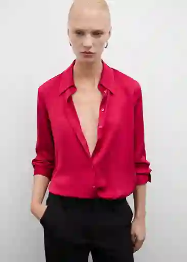 Camisa Ideale Fucsia Talla L Mujer Mango