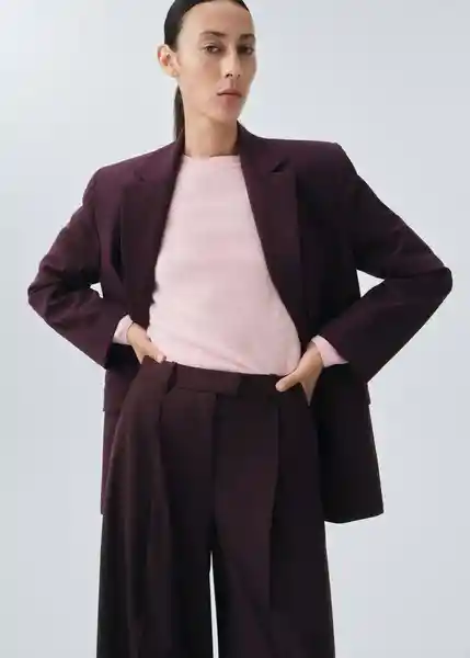 Pantalón Mulhouse Granate Talla 38 Mujer Mango