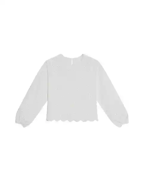 Blusa Eyelet Longsleeve Blanco 0 Claro Talla L Chevignon