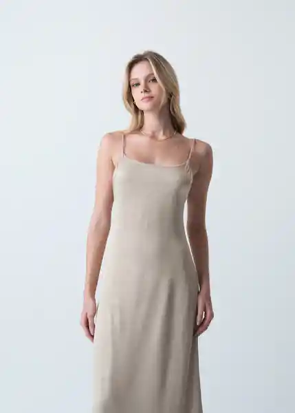 Vestido Dalia Beige Escarcha Claro Talla M Mujer 473G384 Naf Naf