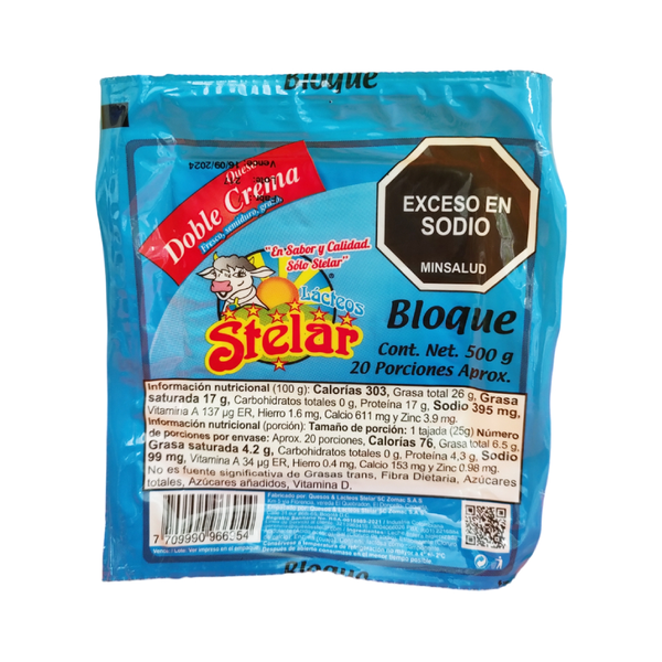 Stelar Queso Doble Crema Entero 500 g
