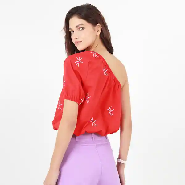 Blusa Cuello Asimétrico Manga Corta Rojo Talla L 696470