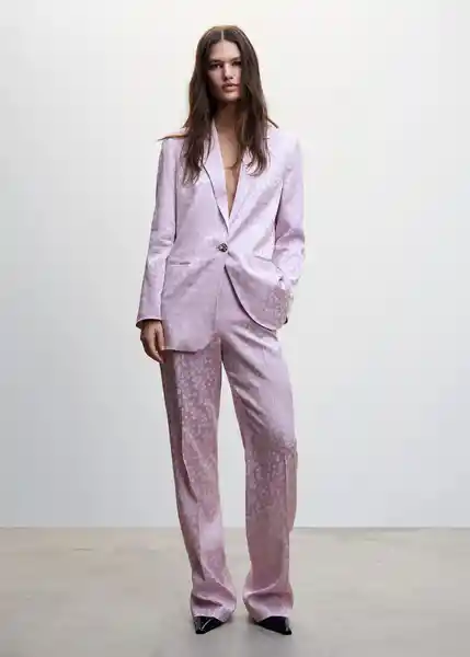 Pantalón Topete Malva Talla 44 Mujer Mango