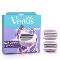 GILLETTE Venus Breeze Repuesto Cuchilla de Afeitar Mujer Máquina de Afeitar Depilación Corporal con barras Humectantes 2 Uds