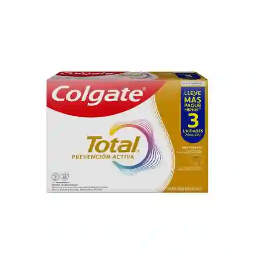 Crema Dental Colgate Total Anti Sarro Prevención Activa 3x75ml