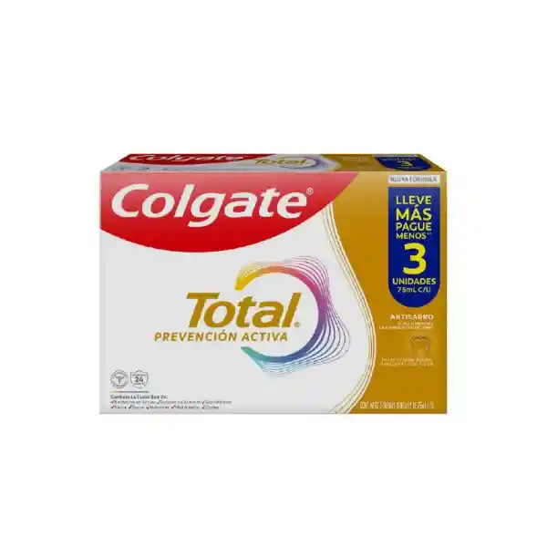 Crema Dental Colgate Total Anti Sarro Prevención Activa 3x75ml
