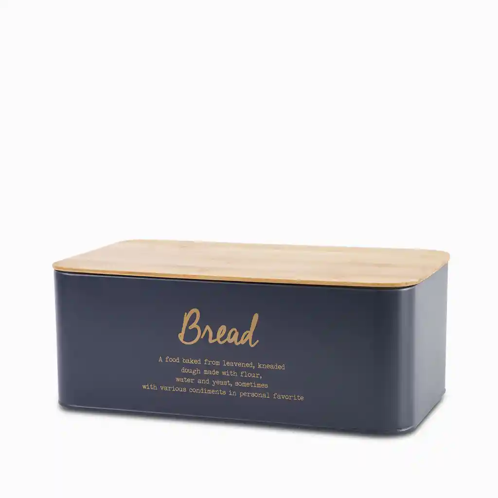 Recipiente Pan Azul Mate y Madera Ambiente Gourmet