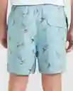 Short Bird Print Swimwear Azul Piedra Medio Talla S Chevignon