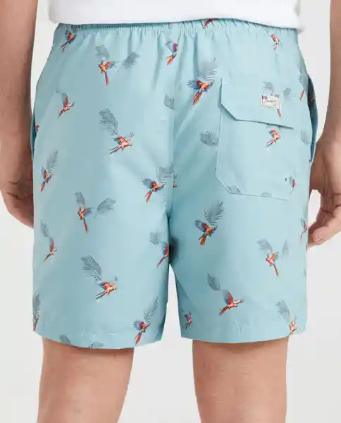 Short Bird Print Swimwear Azul Piedra Medio Talla S Chevignon