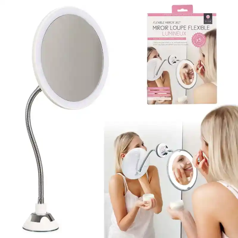 COSMETIC CLUB Espejo Flexible Con Luz Y Aumento X 5. Colores: Blanco. Marca: . Medidas: 8 Cm Diámetro. Sku 212447