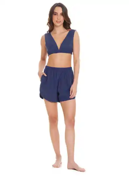 Chamela Short Salida de Baño Mujer Azul Talla L