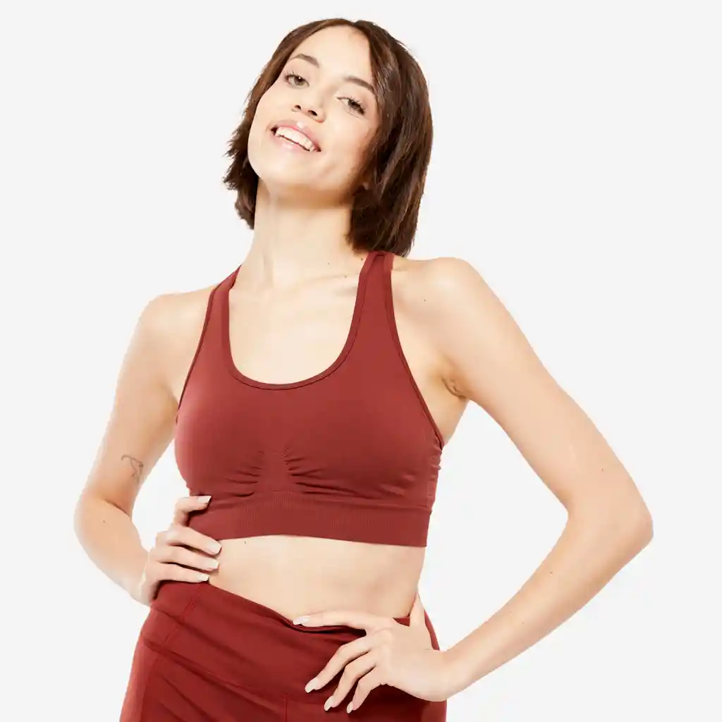 Top Deportivo Para Yoga Dinámico Para Mujer Kimjaly Café Ladrillo