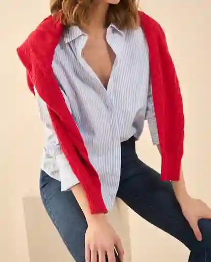 Camisa Azul Cristal Claro Talla S 112G020 Esprit