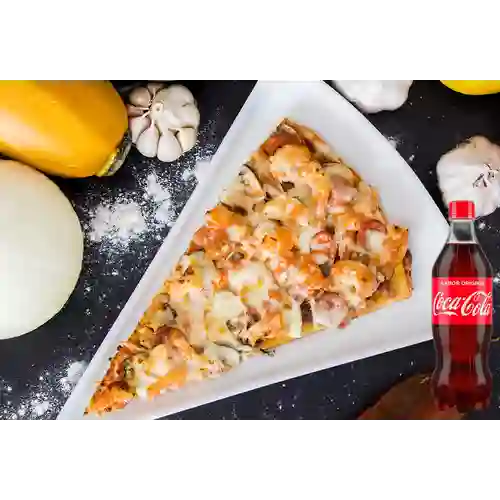 Porción pizza esp/car +cocacola org600ml