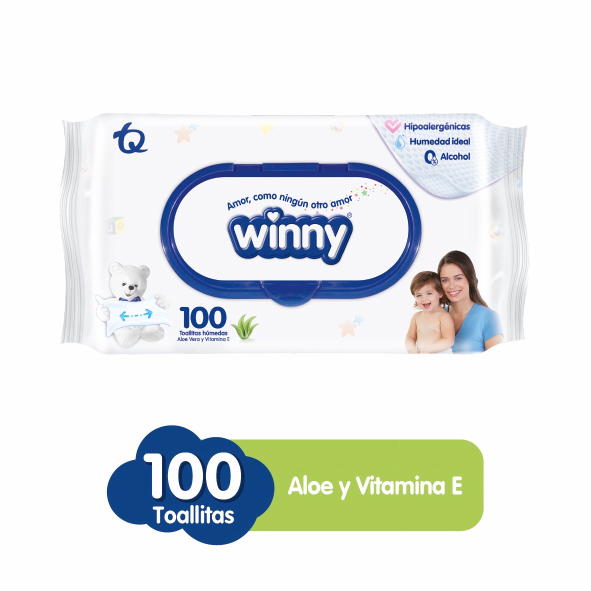 Winny Toallitas Húmedas con Aloe Vera y Vitamina E 100 und