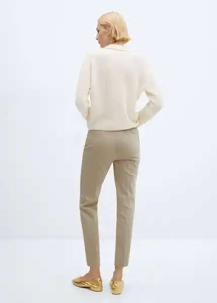 Pantalón Botones Beige Talla 46 Mujer Mango