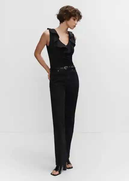 Top Hame Negro Talla XS Mujer Mango