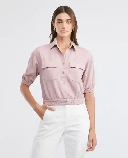 Camisa Mc Cargo Linen Rosa Malva Medio Talla L Mujer Chevignon