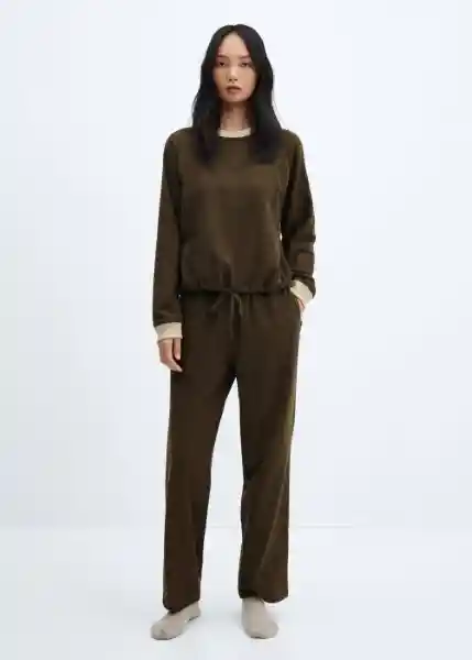 Pantalón Pijama Nuno Khaki Talla S Mujer Mango