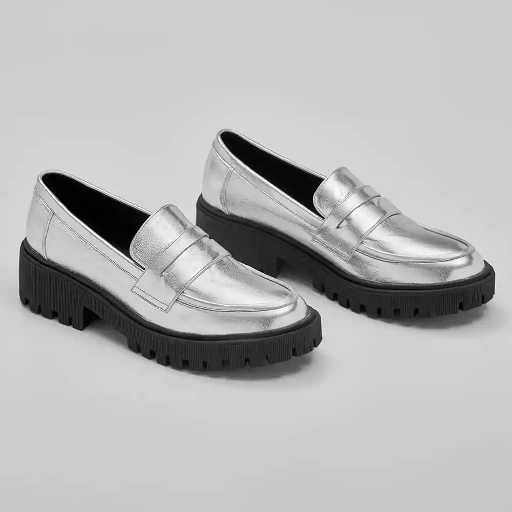 Mocasin Plateado Jcrys-0324 Urb Talla 35