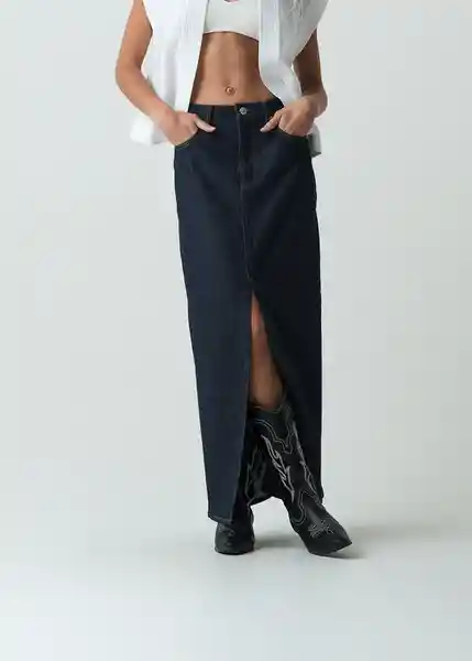 Falda Ecru Mujer Azul Índigo Medio Talla 6 442G371 Naf Naf