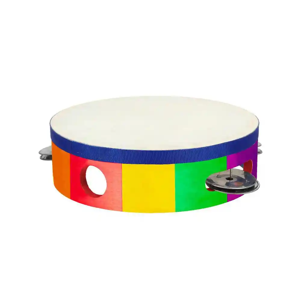 Pandereta Madera Pintada 4platillos Reig Musical
