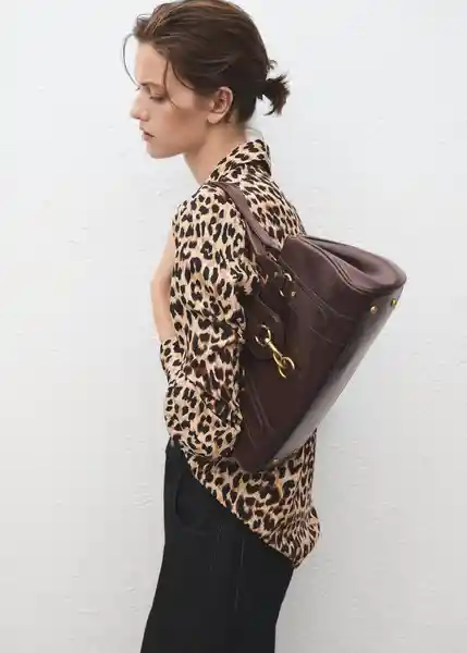 Camisa Basic Marrón Talla S Mujer Mango