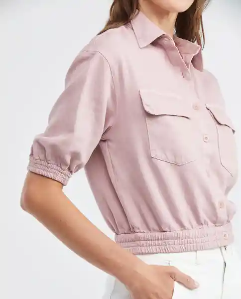 Camisa Mc Cargo Linen Rosa Malva Medio Talla Xs Mujer Chevignon