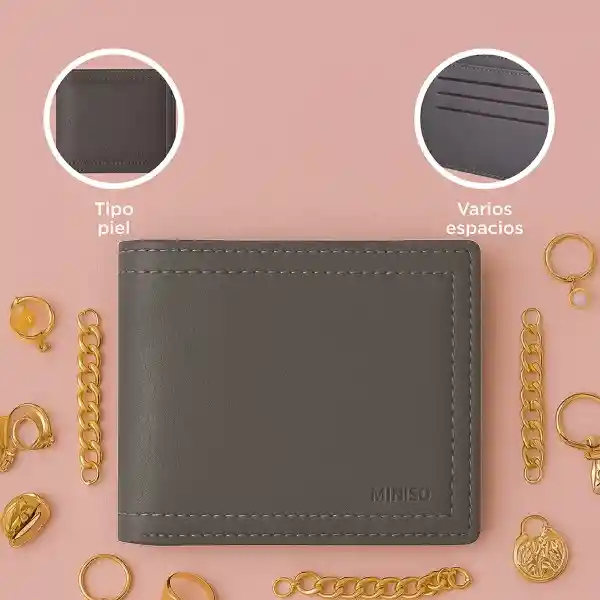Billetera de Hombre Básica Gris Serie Miniso