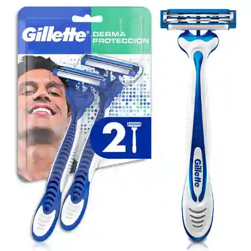 GILLETTE Derma Protección Cuchilla de Afeitar Máquina de Afeitar para hombre con Piel Sensible Menos Irritación 2 uds