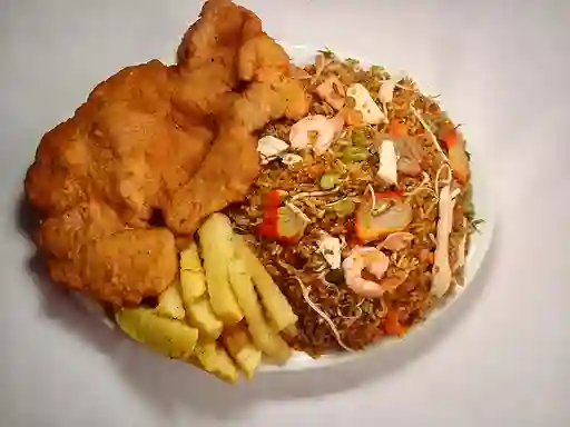Arroz Chino y Chop Suey con Chuleta