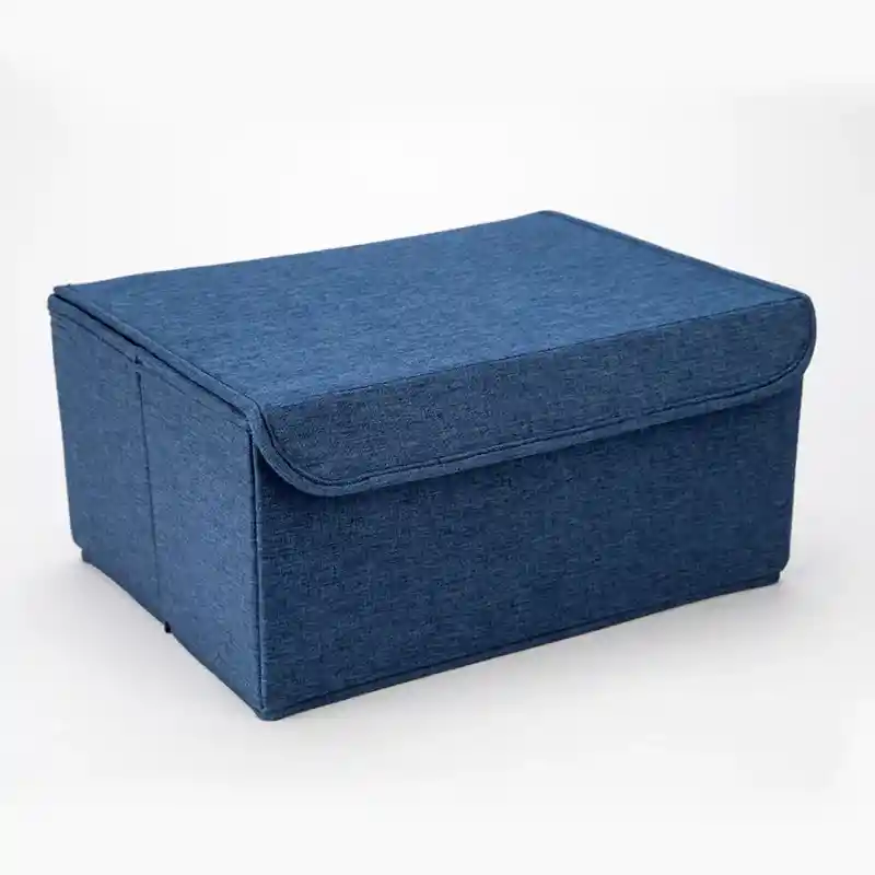 Caja Organizadora Con Tapa Plegable. Para Facilitar el Almacenaje Sin Perder la Forma en Tela Poliéster. Color: Indigo. Medidas: 34 x 25 x 17  cm. Sku 206522