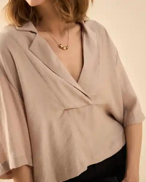 Camisa Casquijo Beige Medio Talla S 612G016 Esprit