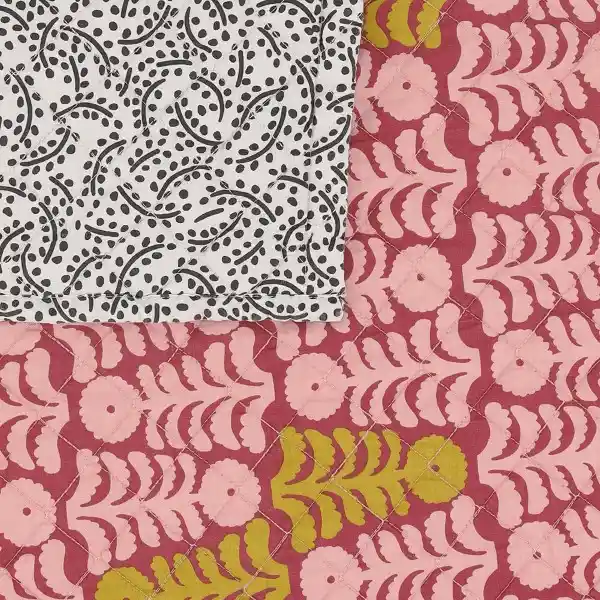 Casaideas Edredón Quilt Cotton Print Sencillo Rosa Diseño 0002