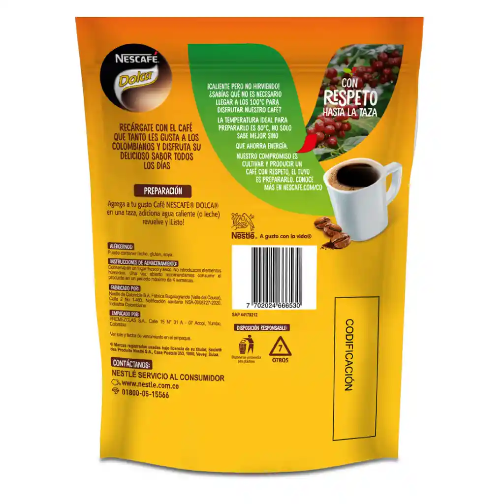 Café soluble NESCAFÉ Dolca x 47g