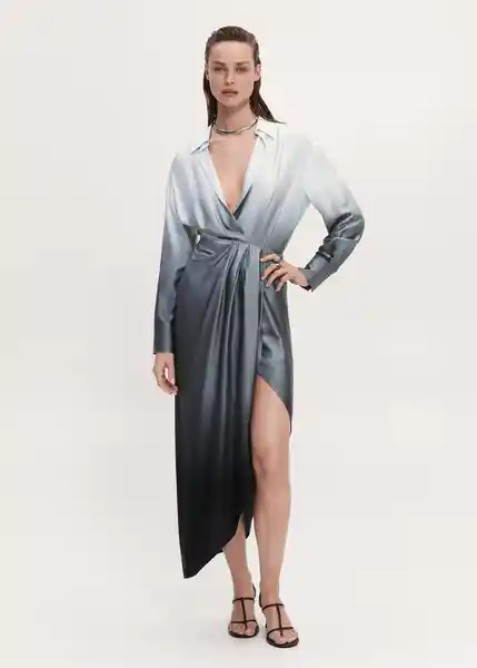 Vestido Musti Gris Talla S Mujer Mango