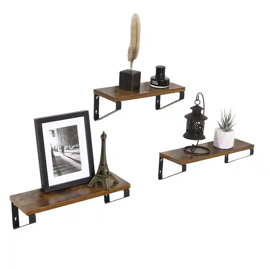 Repisa Desty Café Rústico y Negro