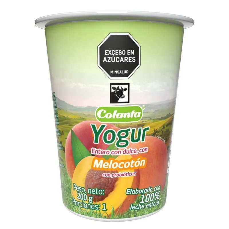 Yogurt Colanta sabor a melocotón entero 200g