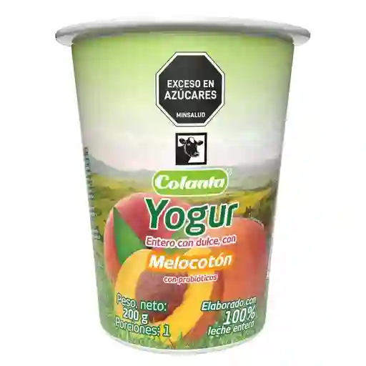 Colanta Yogur Entero Melocotón