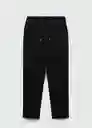 Pantalón Pique Negro Talla S Mujer Mango