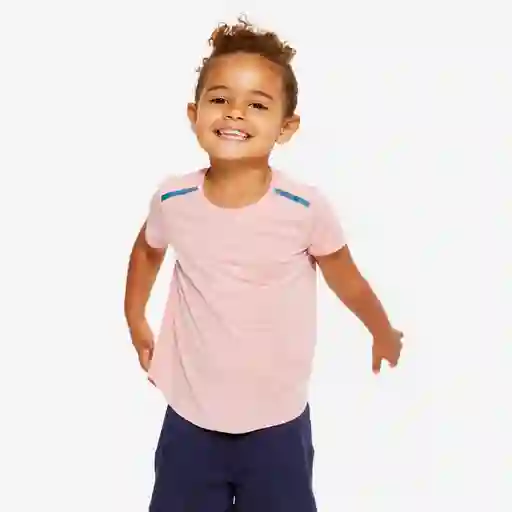 Camiseta Liviana Manga Corta Para Niños De 3-4 Años Domyos Rosado