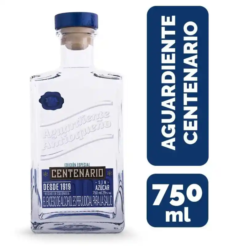 Antioqueño Aguardiente Centenario Azul sin Azúcar