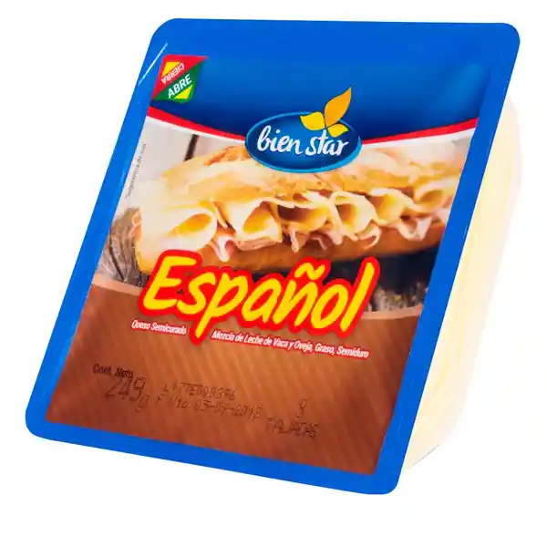 Queso Español Bien Star 8 Tajadas