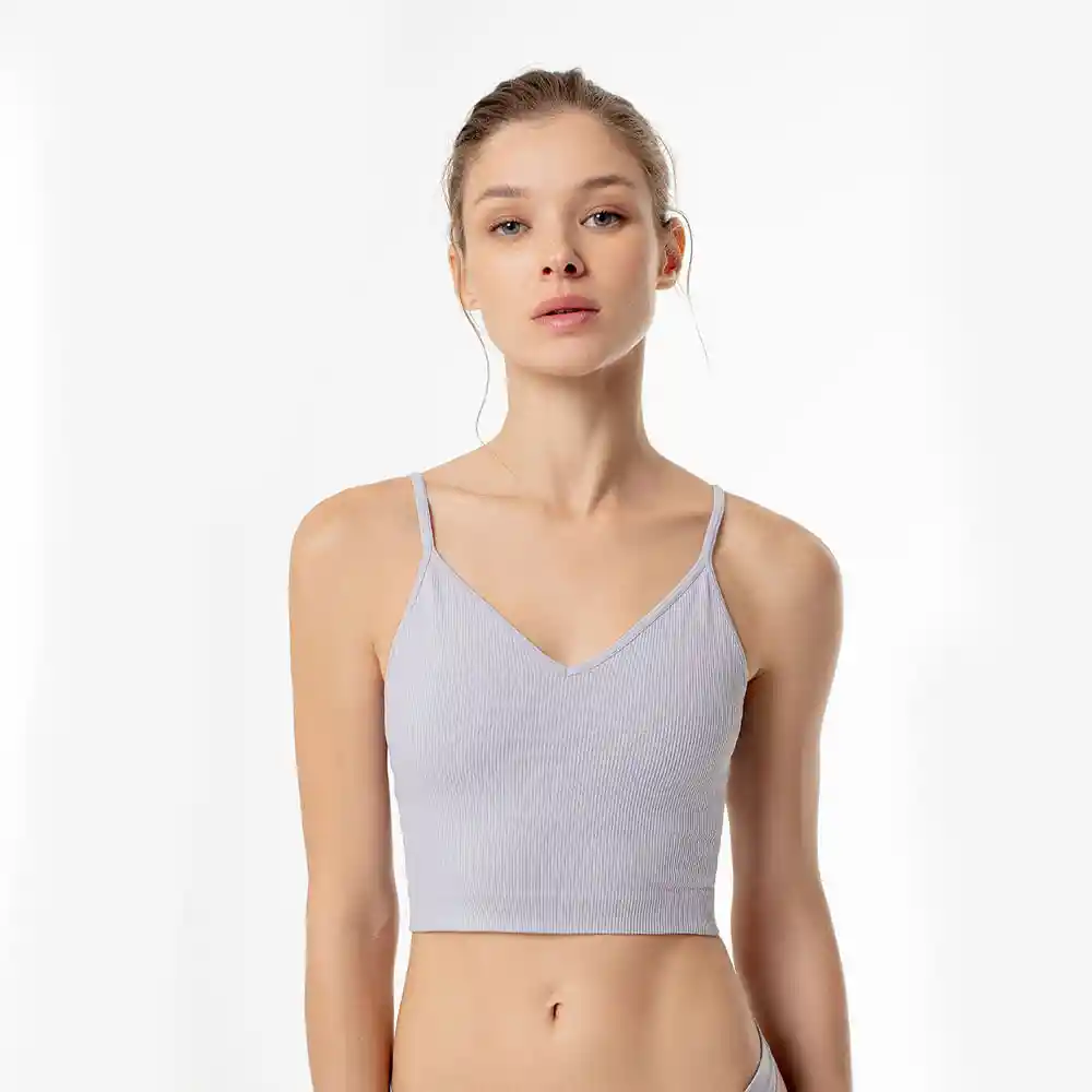 Camiseta Escote en V Largo Crop Soporte Medio en Seamles Jupep Gef Talla S